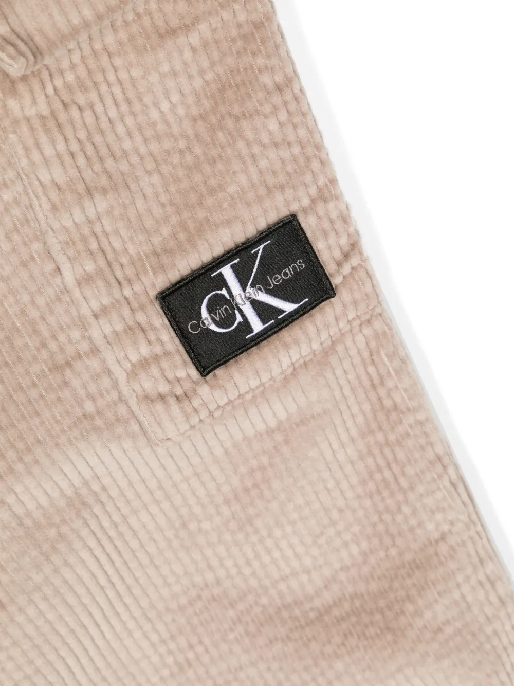 Calvin Klein Corduroy Logo-appliqué Cargo Trousers In Neutrals