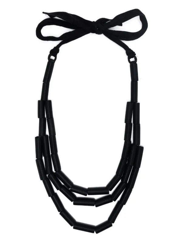 レア】PRADA ブラックレザーネックレス 良品】PRADA ネックレス 甲虫 