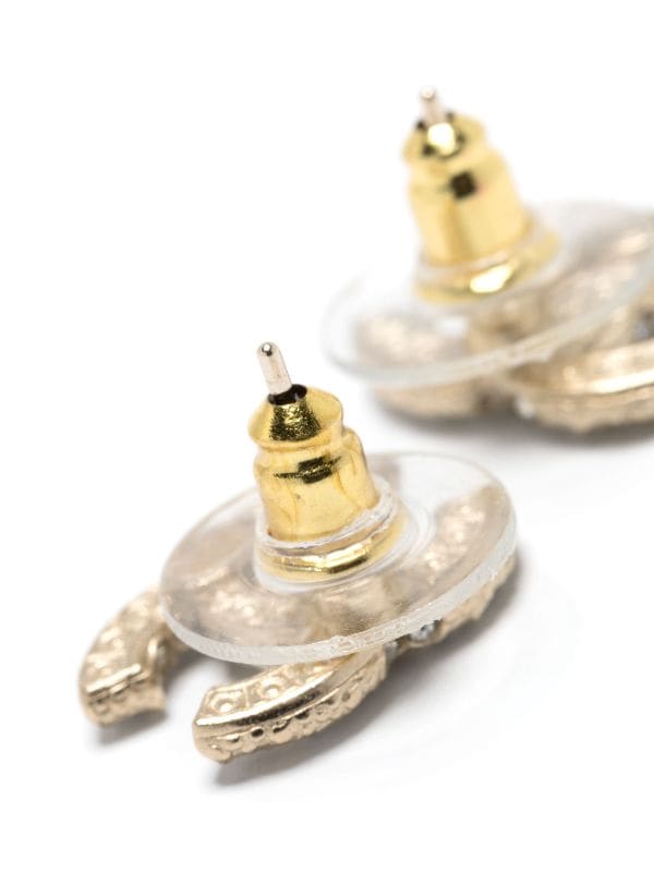Chanel Crystal CC Logo Heart Stud Earrings ABA103 Light Gold/Crystal in  Metal - US
