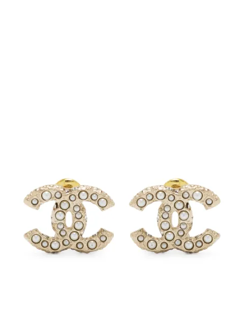 CHANEL Pre-Owned CC örhängen med konstpärla från 2000-talet