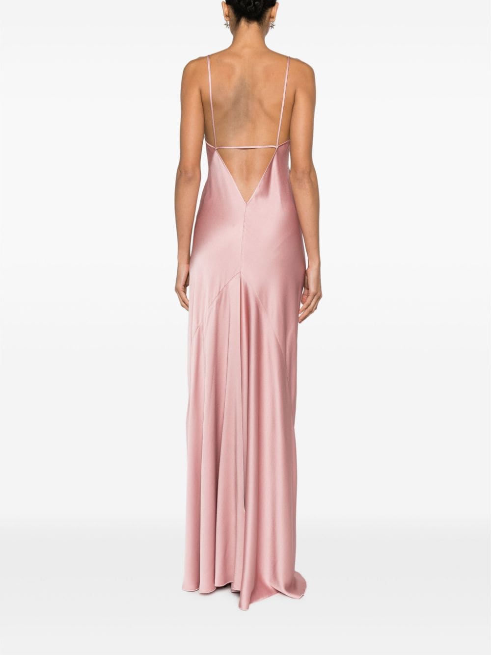 Shop Victoria Beckham Cami Open-back Satin Gown In Pink