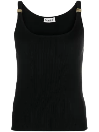 Miu Miu logo-plaque Tank Top - Farfetch 