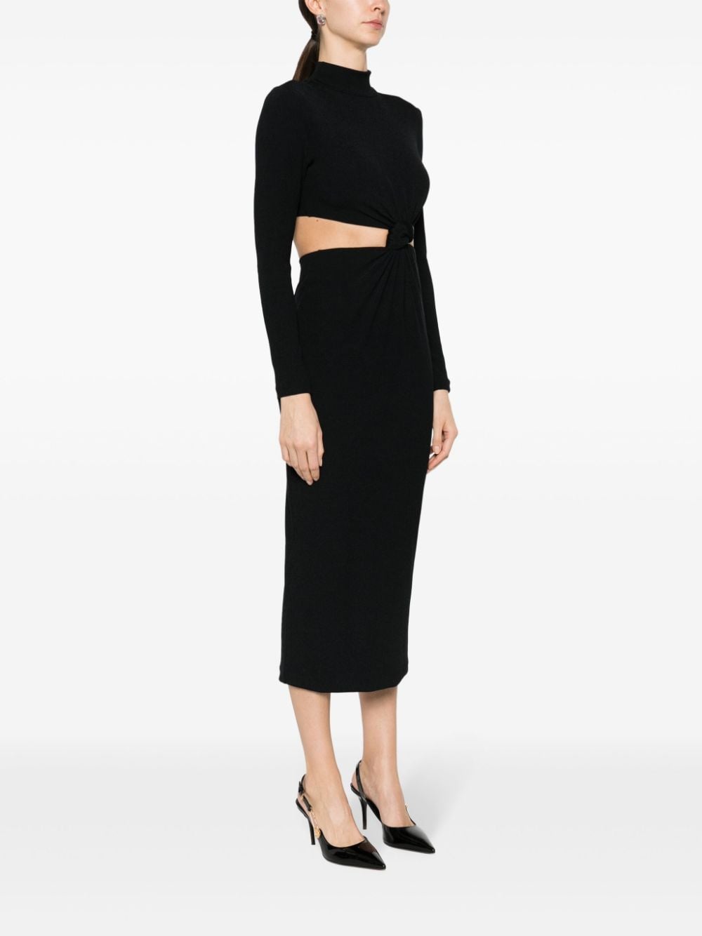 Shop Patbo Knot-detail Cut-out Maxi Dress In Black