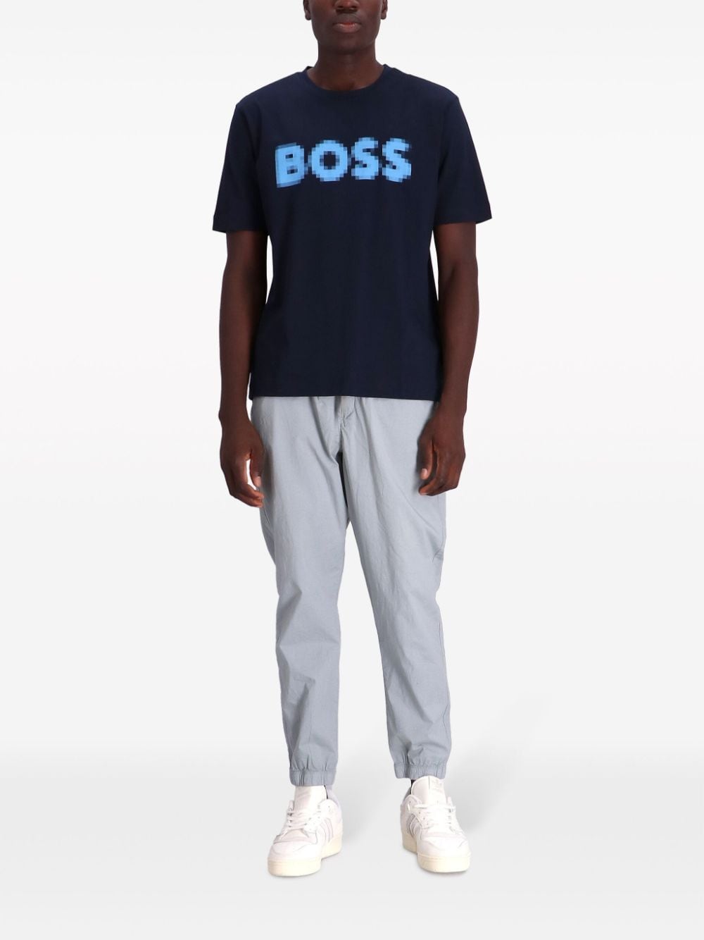 BOSS T-shirt met logoprint - Blauw