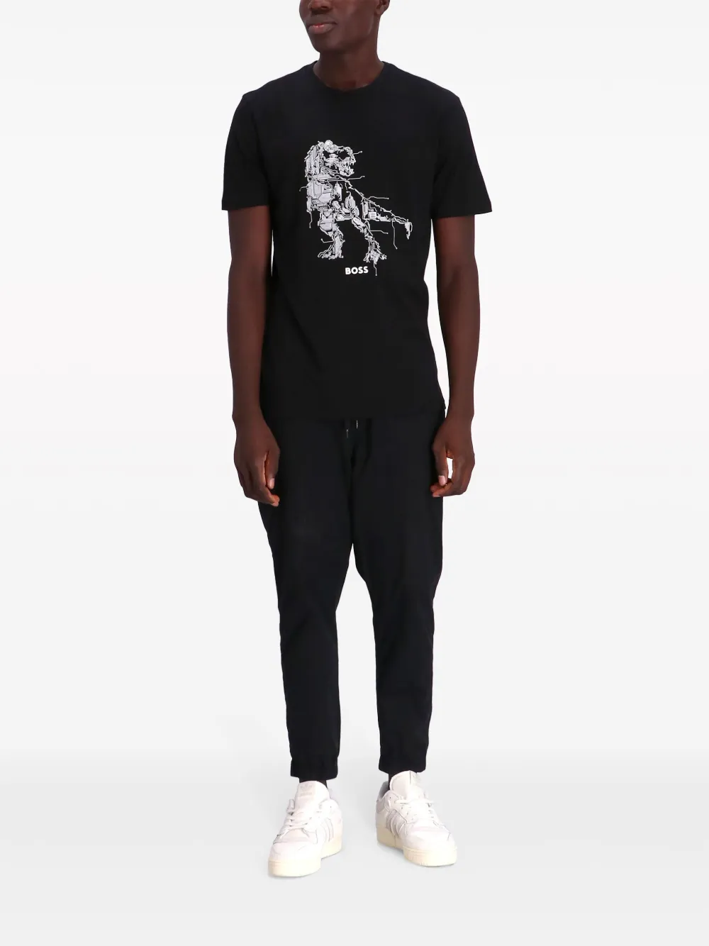BOSS T-shirt met grafische print - Zwart