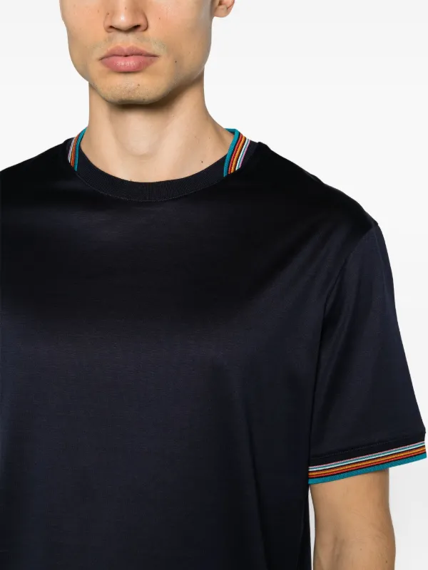 PAUL SMITH◆ニットストライプTシャツ Paul Smith ストライプトリム Tシャツ | ブルー | FARFETCH JP
