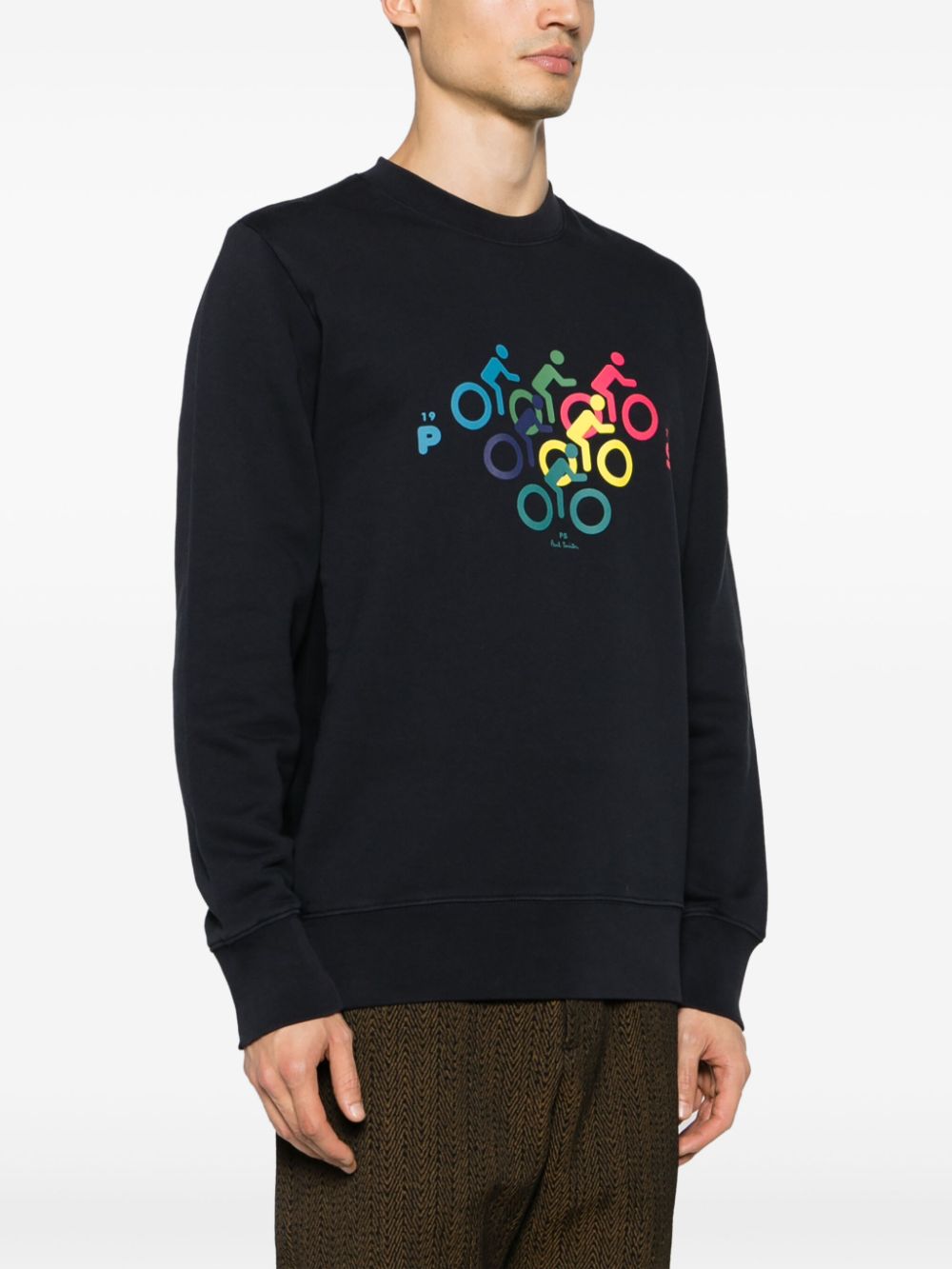 Shop Ps By Paul Smith Multibike Graphic-print Organic-cotton Sweatshirt In Blue