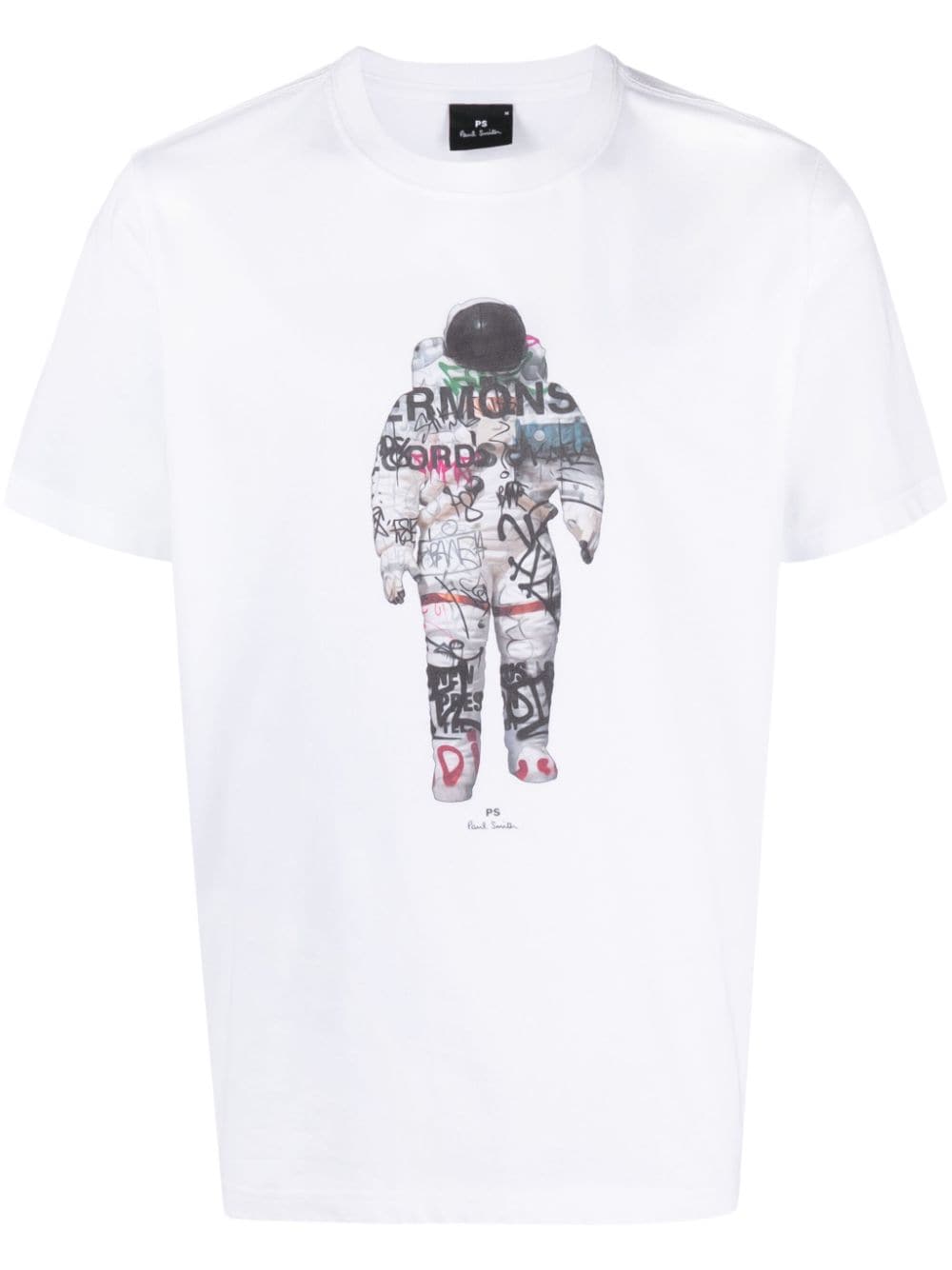 Shop Ps By Paul Smith Astronaut-print Cotton T-shirt In White