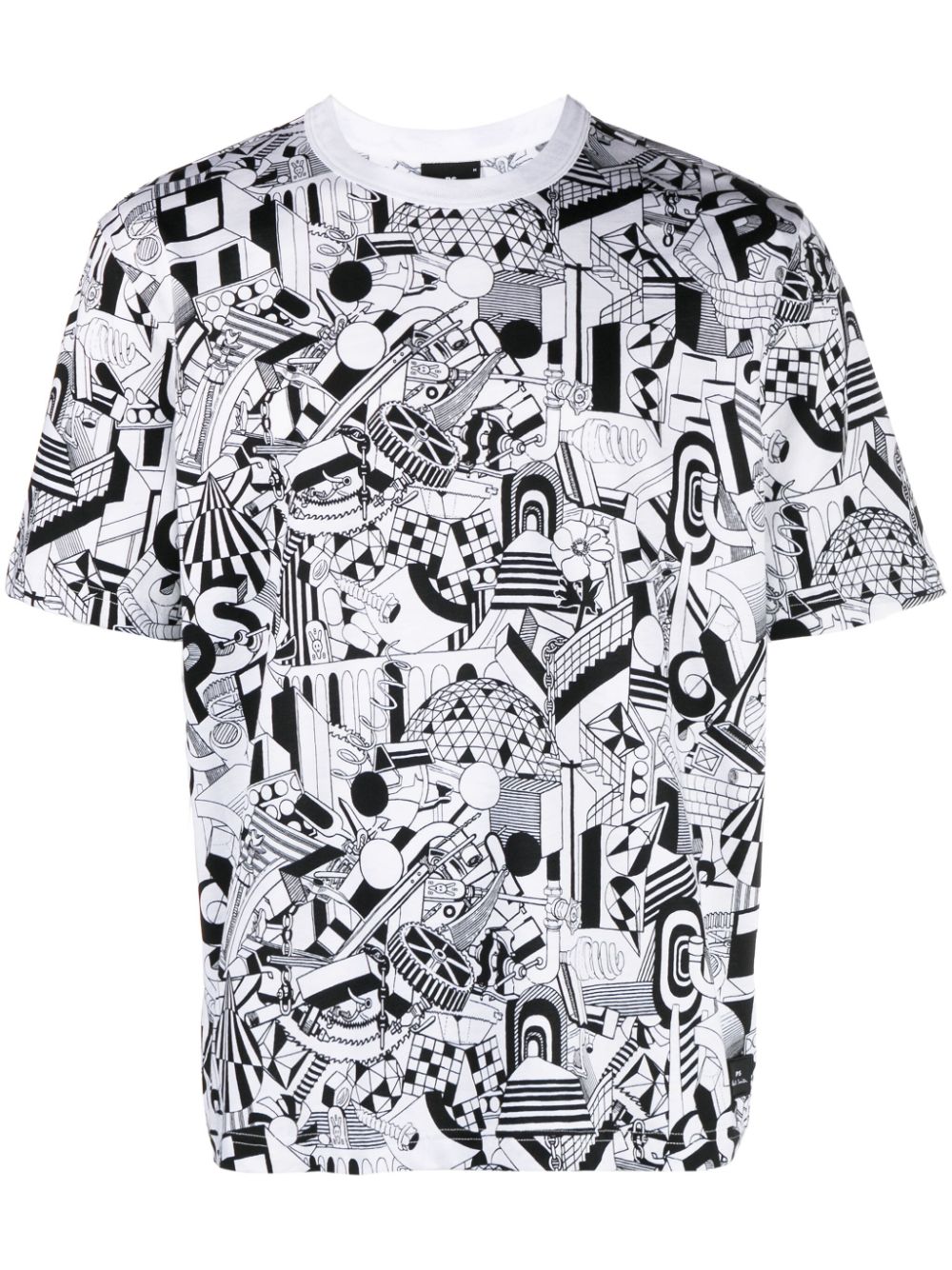 Ps By Paul Smith Industrial-print Cotton T-shirt In White