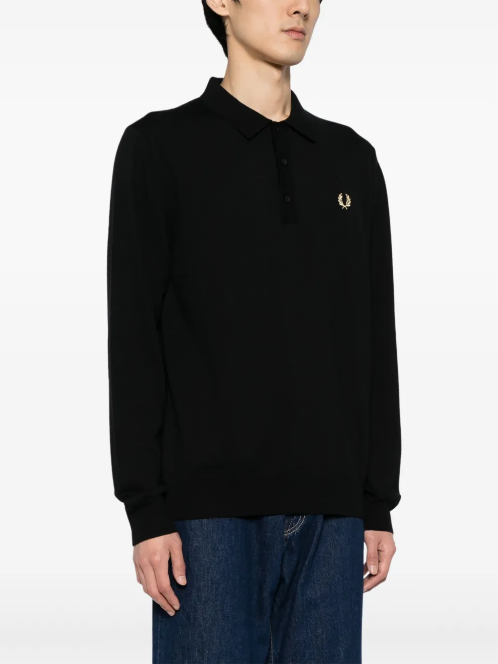 Fred Perry Trui van wolblend met geborduurd logo Zwart