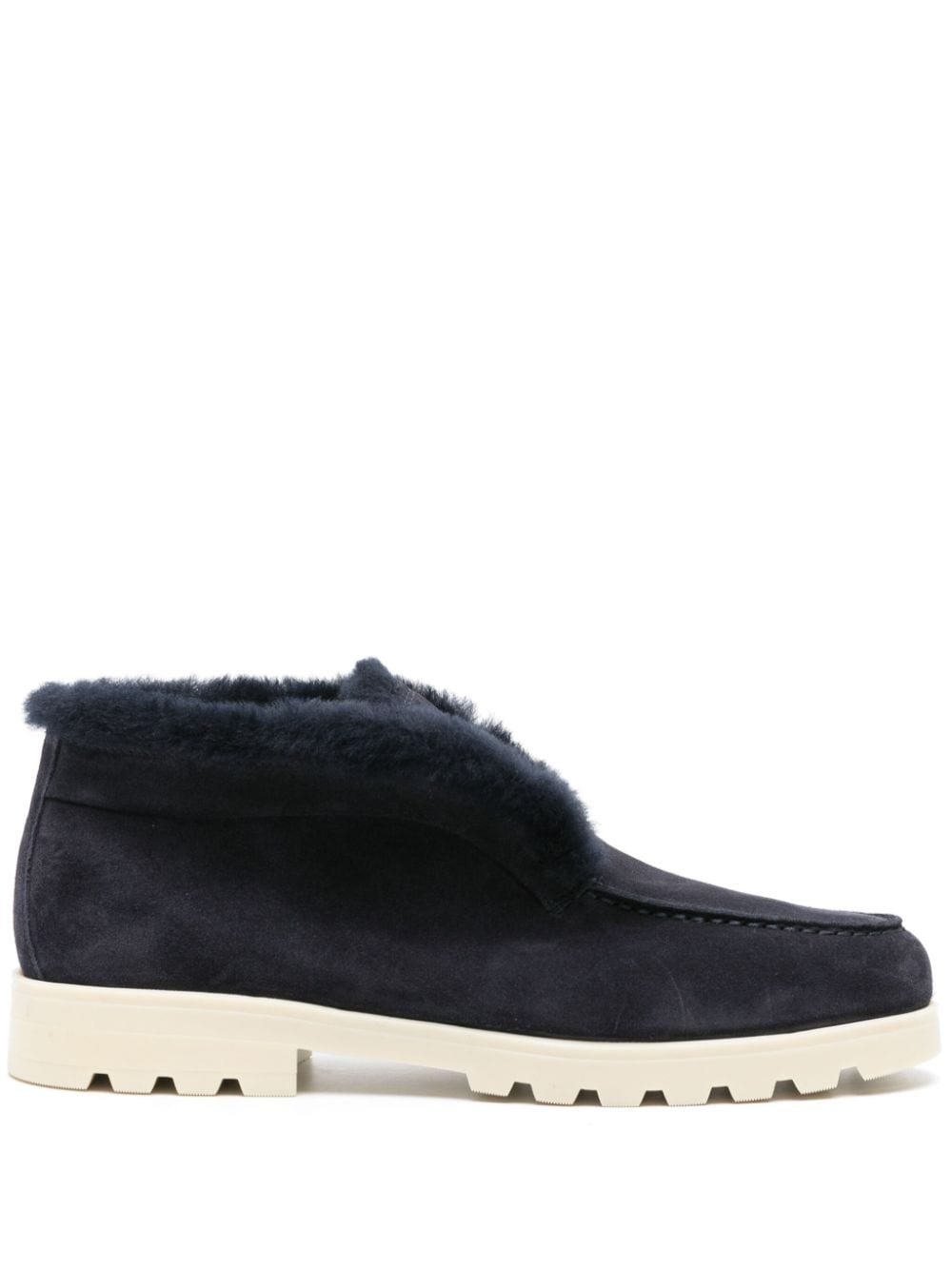 fur-trim suede desert boots