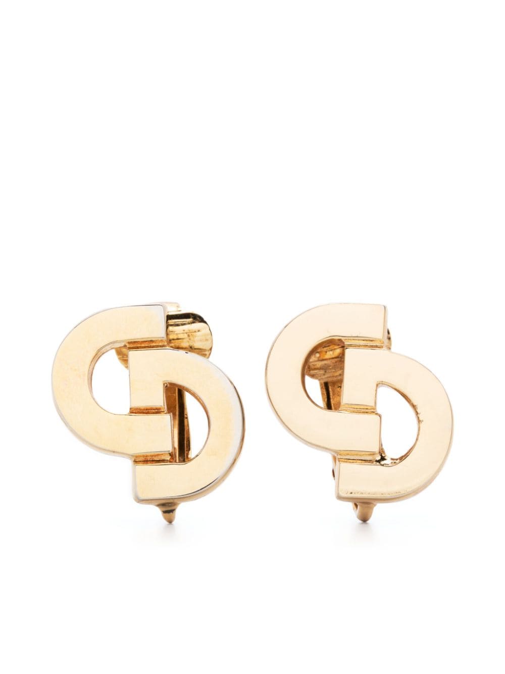 Pre-owned Dior 1990s  Cd Clip-on Earrings In Gold