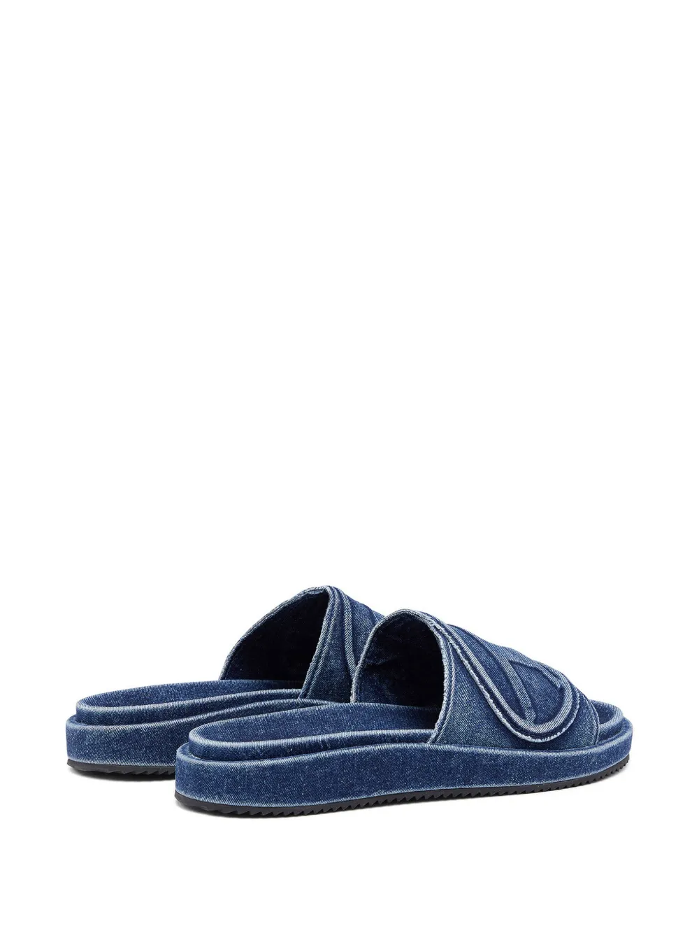 Diesel Sa-slide D-denim Slides With Embossed Strap In Blue