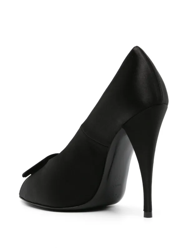 Saint Laurent 115mm peep-toe Satin Pumps Black FARFETCH JO