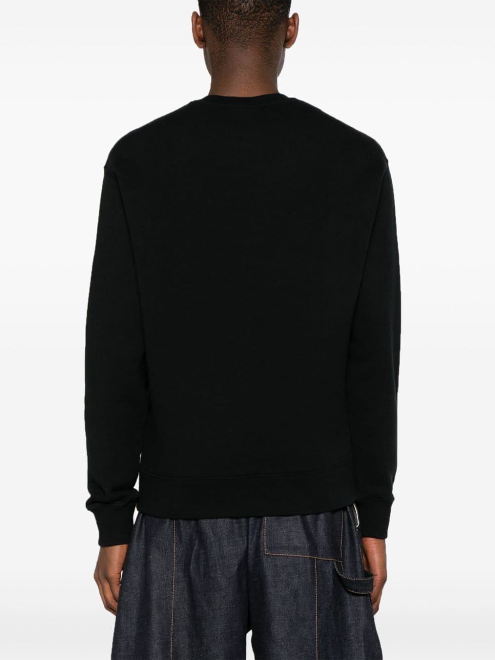 Shop Maison Kitsuné Logo-embroidered Cotton Sweatshirt In Black