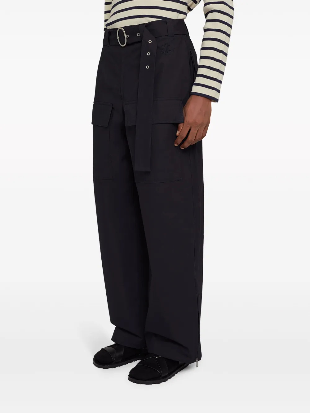 Jil Sander Broek met wijde pijpen Blauw