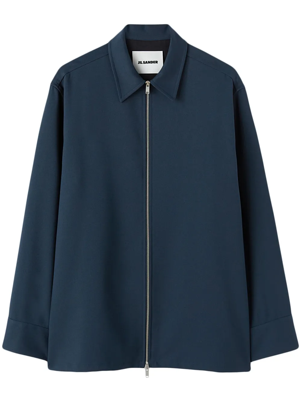 Shop Jil Sander Zip-fastening Crepe-texture Shirt In Blue