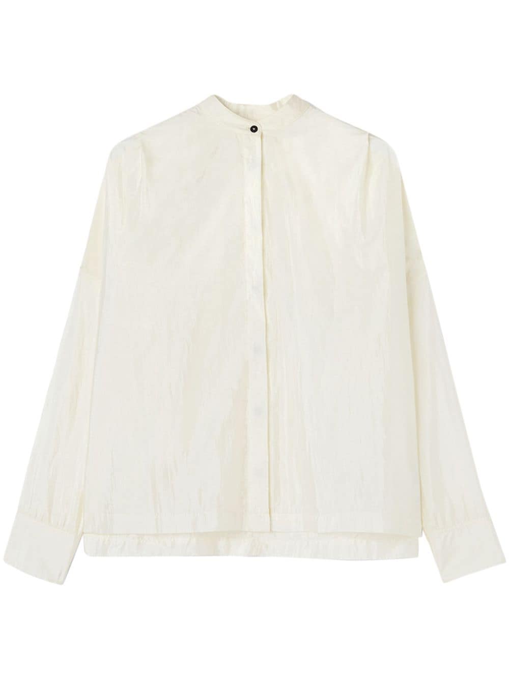 Jil Sander Long-sleeve Collarless Shirt In White