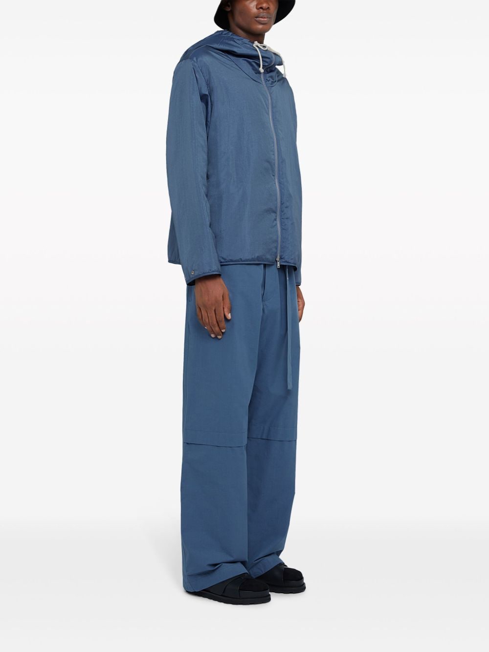 Shop Jil Sander Belted Wide-leg Trousers In Blue