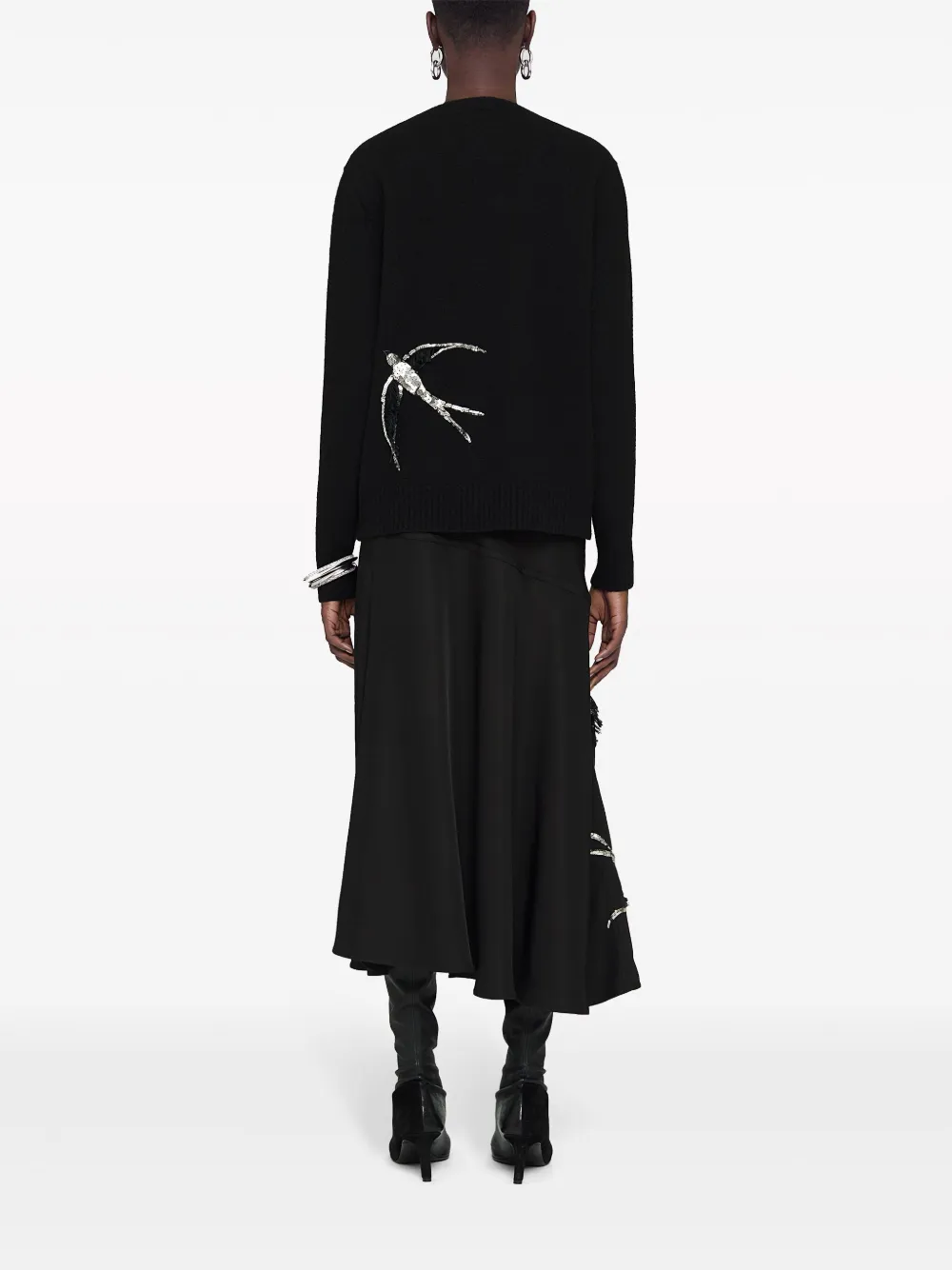 Jil Sander Asymmetrische midi-rok Zwart