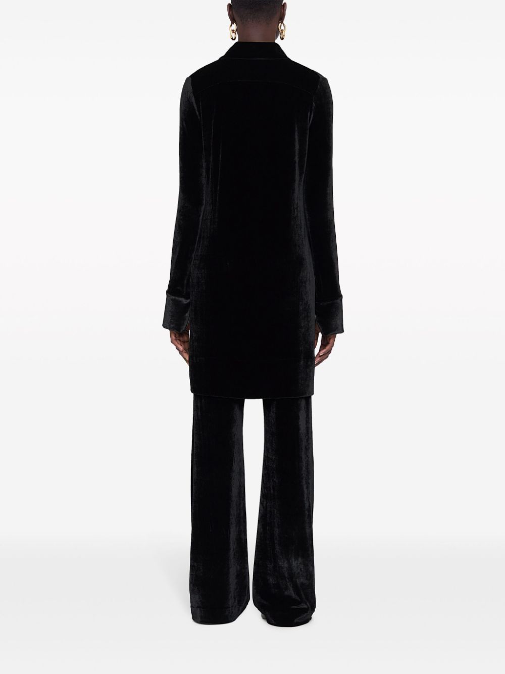 Shop Jil Sander High-waist Velvet Straight-leg Trousers In Black