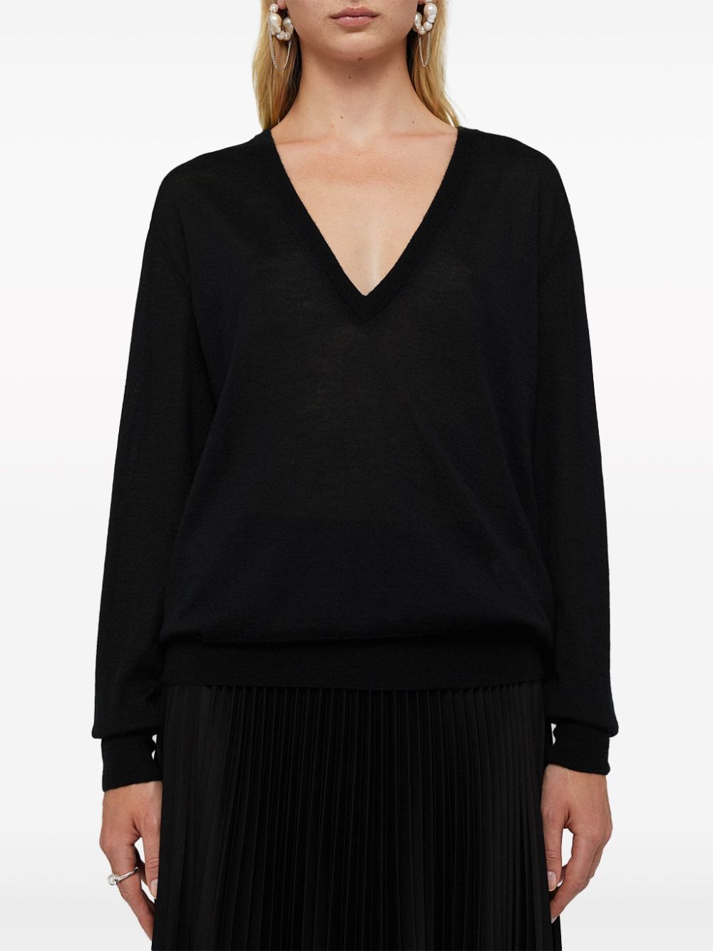 Shop Jil Sander V-neck Cashmere Top In Black