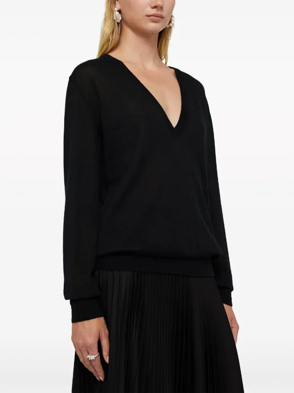 Jil Sander V-neck Cashmere Top | Black | FARFETCH JO