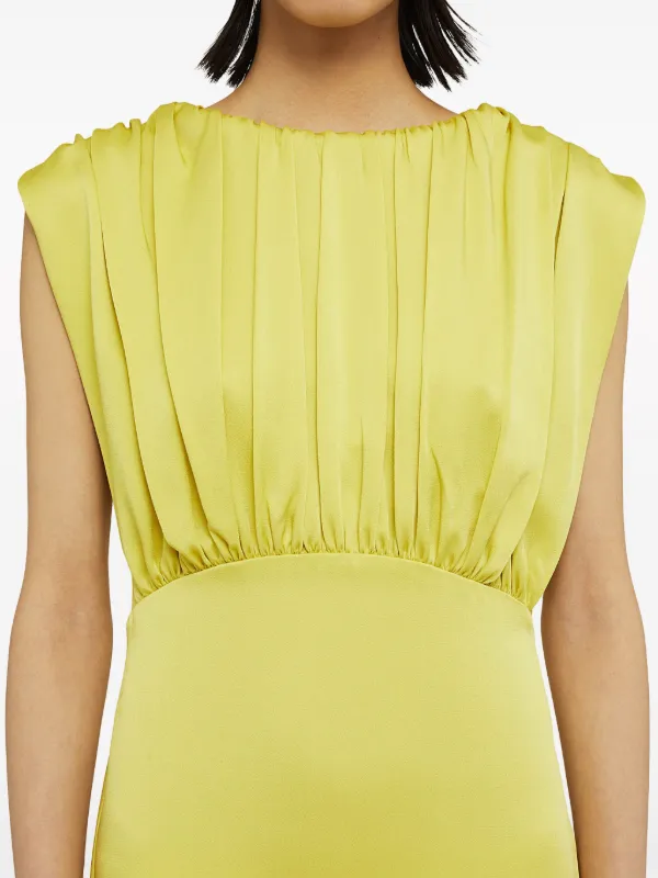 Jil Sander Gathered Sleeveless Midi Dress | Green | FARFETCH UK Jil Sander Gathered Sleeveless Midi Dress | Green | FARFETCH UK