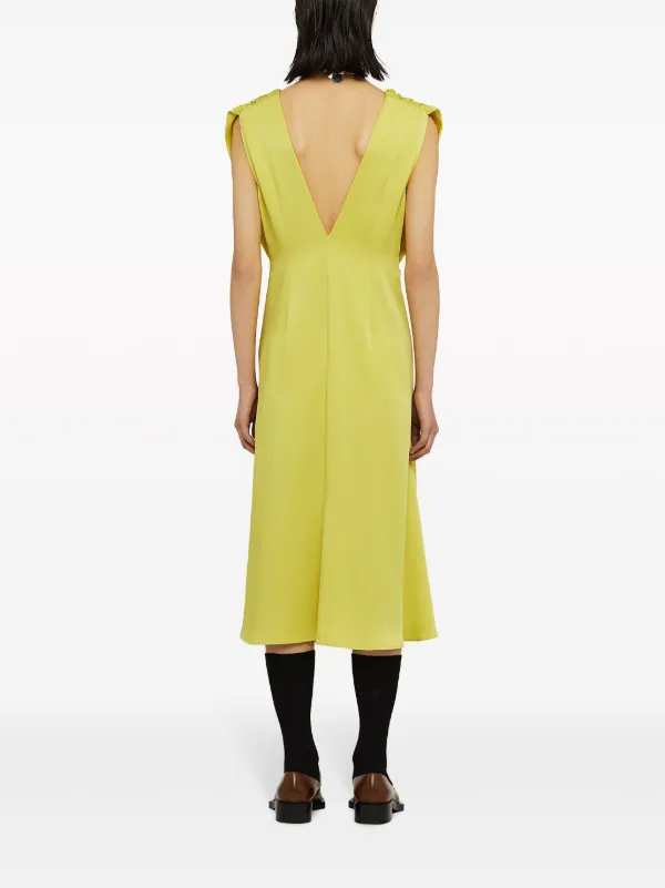 Jil Sander Gathered Sleeveless Midi Dress | Green | FARFETCH UK Jil Sander Gathered Sleeveless Midi Dress | Green | FARFETCH UK
