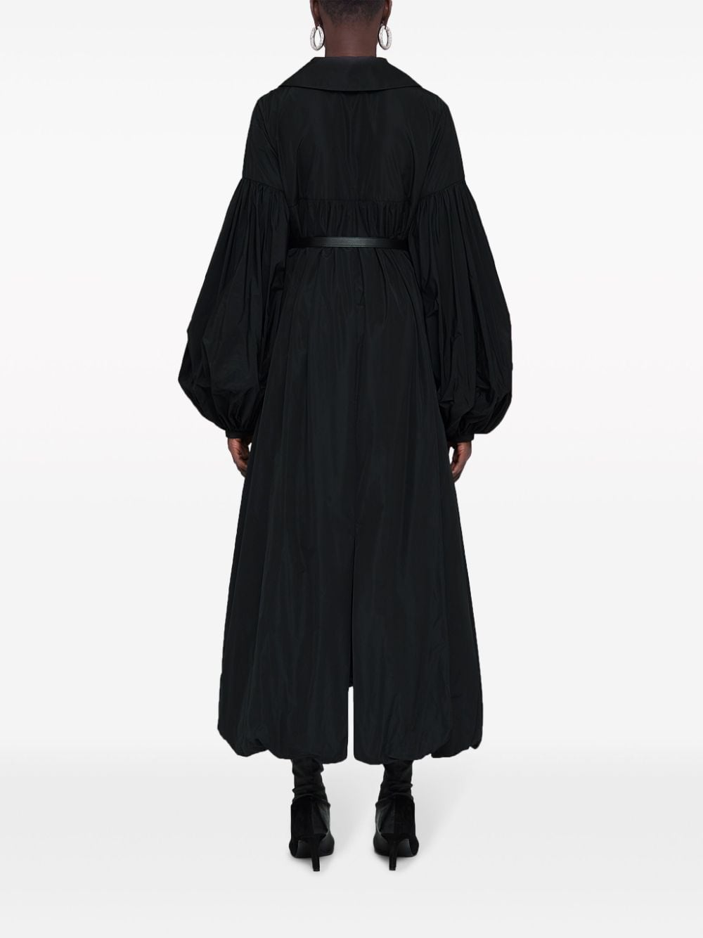 Shop Jil Sander Pintucked Belted Midi Dress In Black