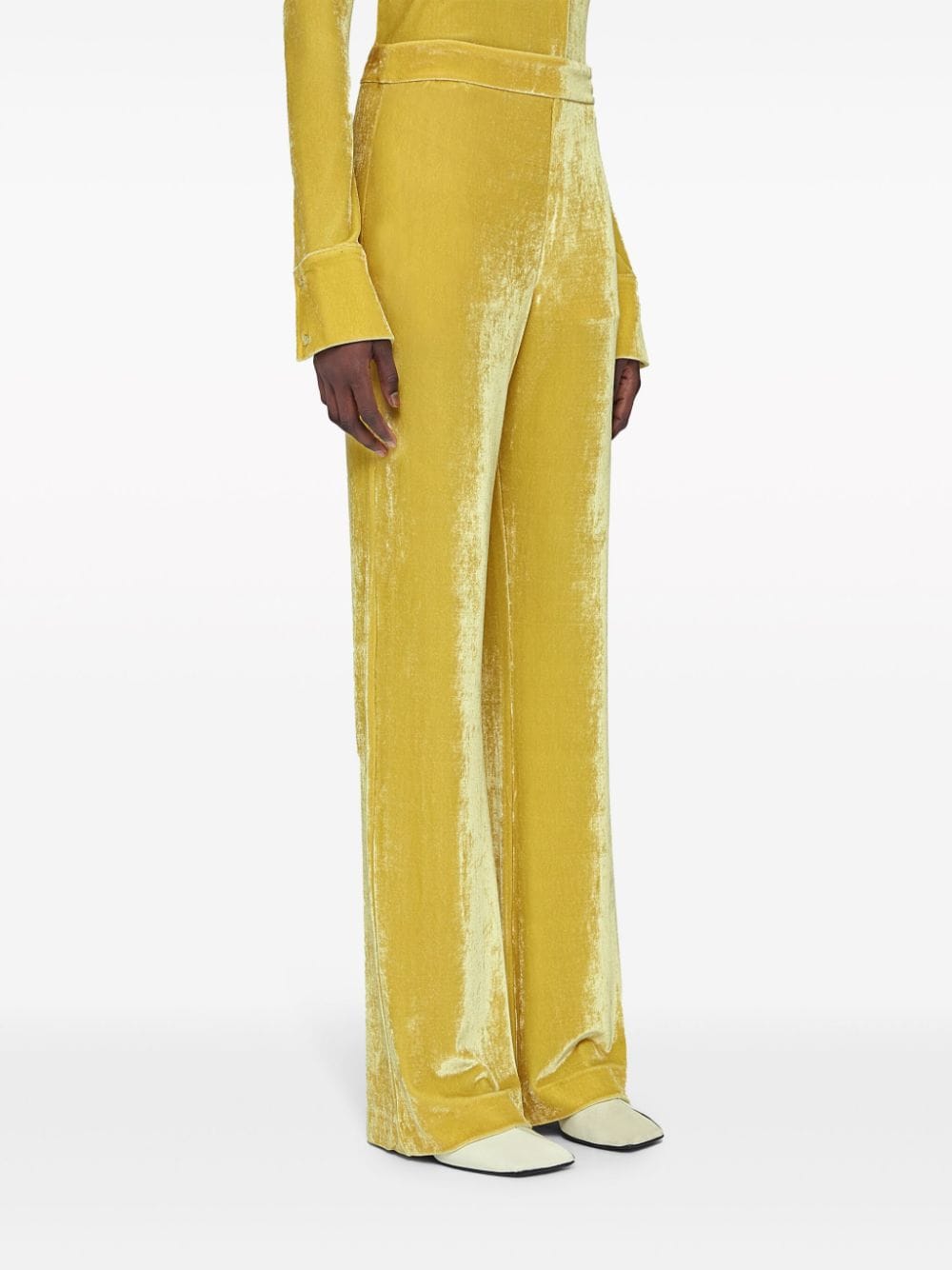 Shop Jil Sander Straight-leg Velvet Trousers In Yellow