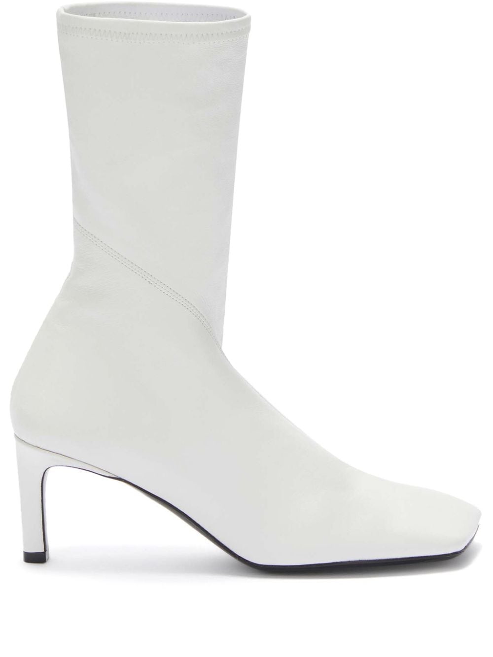 Jil Sander 65mm Leather Ankle Boots In White
