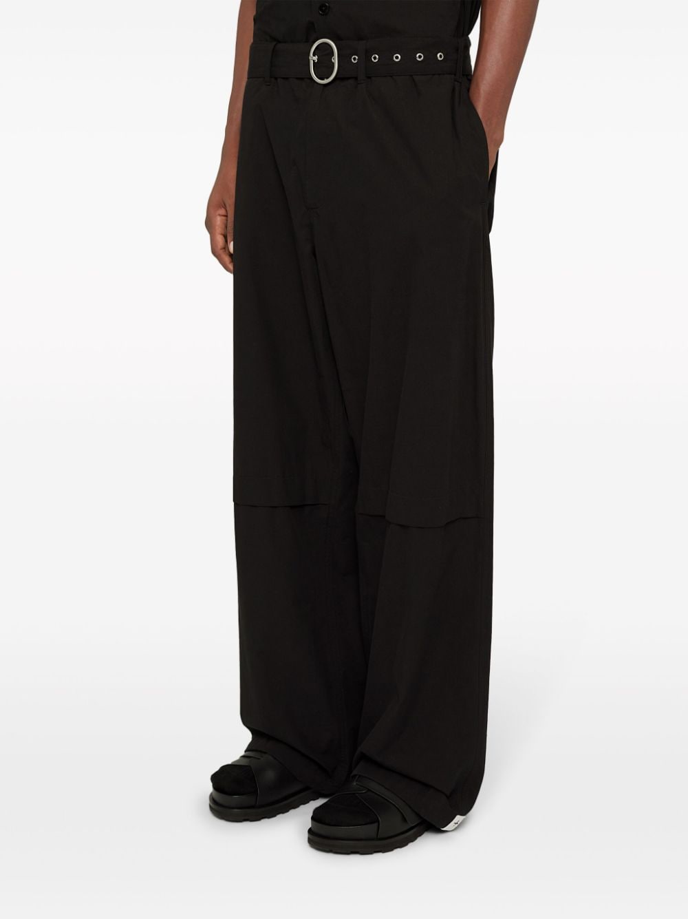 Shop Jil Sander Belted Wide-leg Trousers In Black