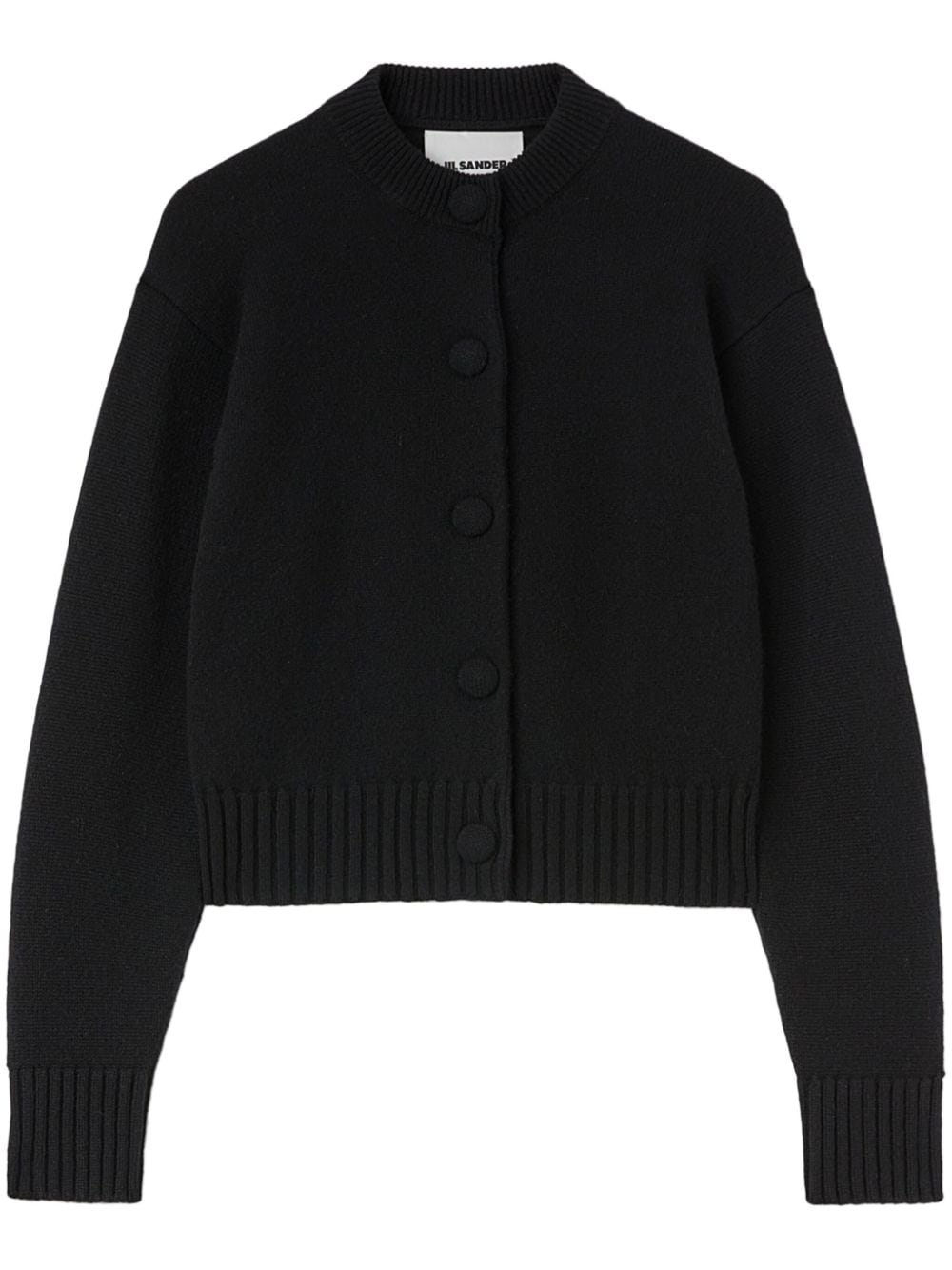 Jil Sander Crew-neck Cashmere Cardigan In 黑色