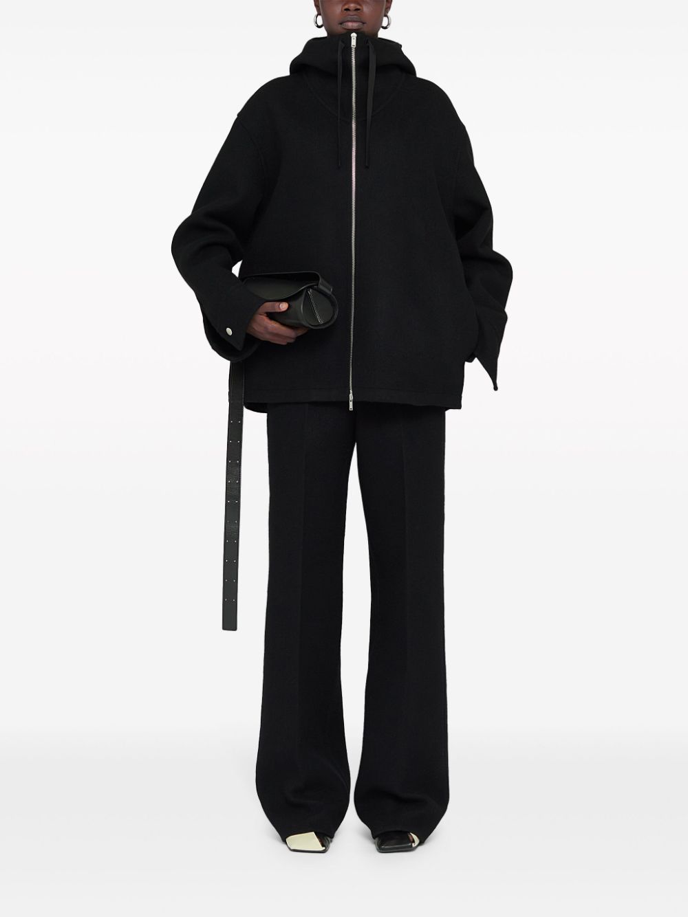 Shop Jil Sander Hooded Virgin Wool-blend Jacket In Black