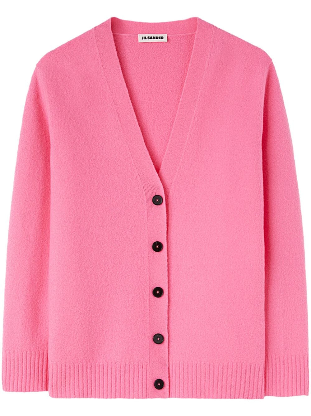 Shop Jil Sander V-neck Wool Cardigan In Pink