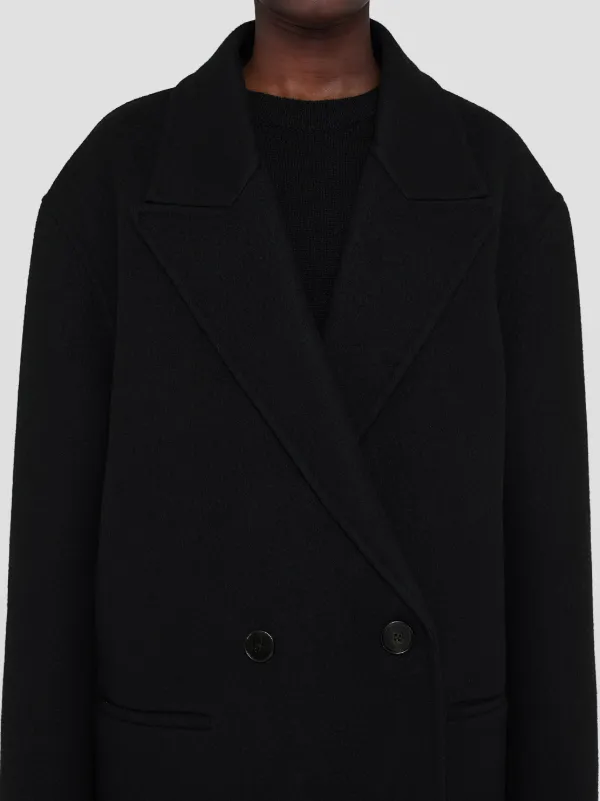 コート JIL SANDER BLACK DOUBLE-BREASTED COAT IN VIRGIN WOOL Jil Sander Black Double-Breasted Coat In Virgin Wool – LOZURI®