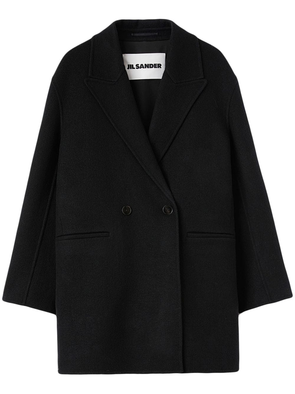Jil Sander double-breasted virgin wool coat - Black