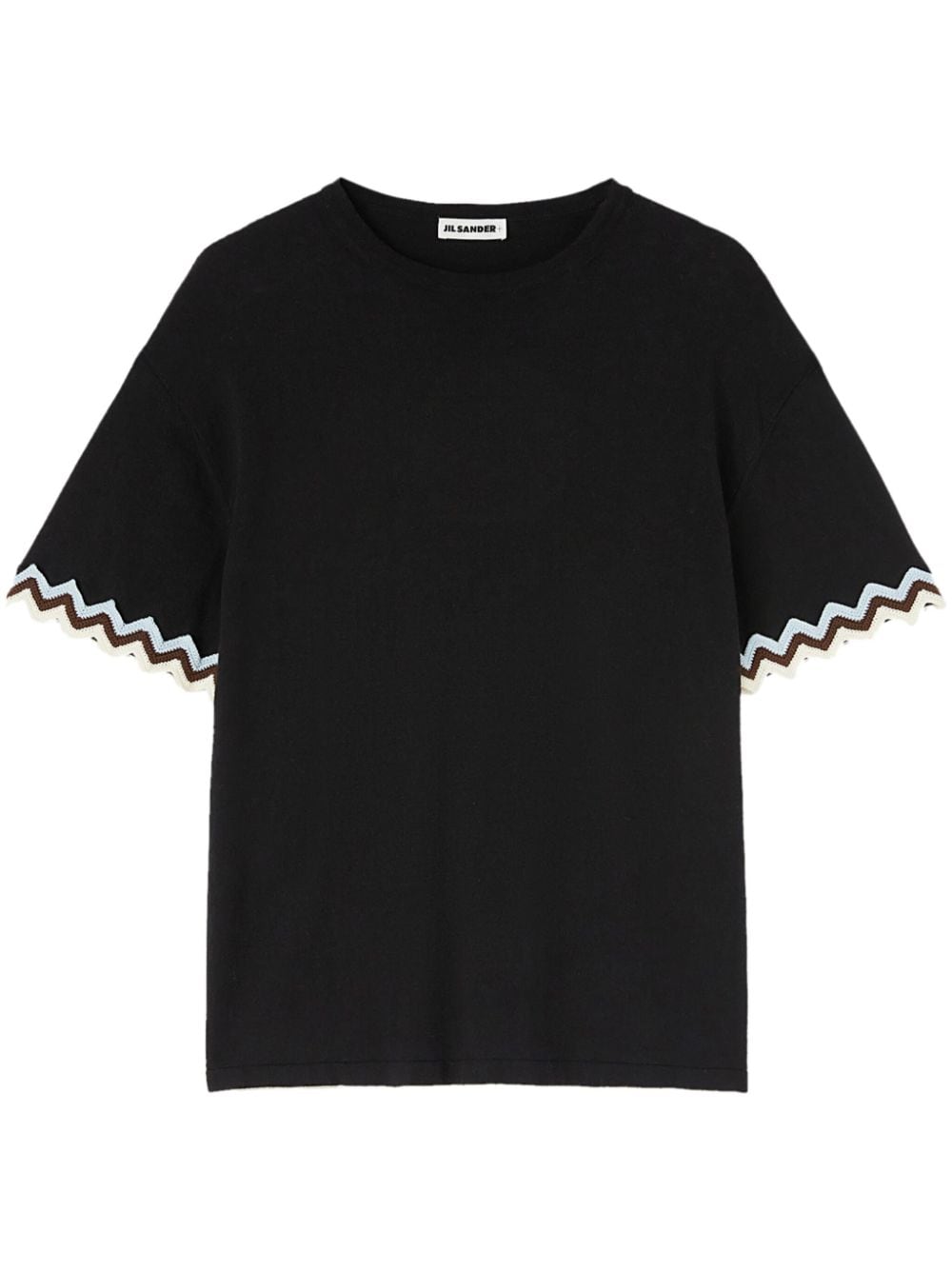 Jil Sander Crochet-cuff Cotton T-shirt In Black