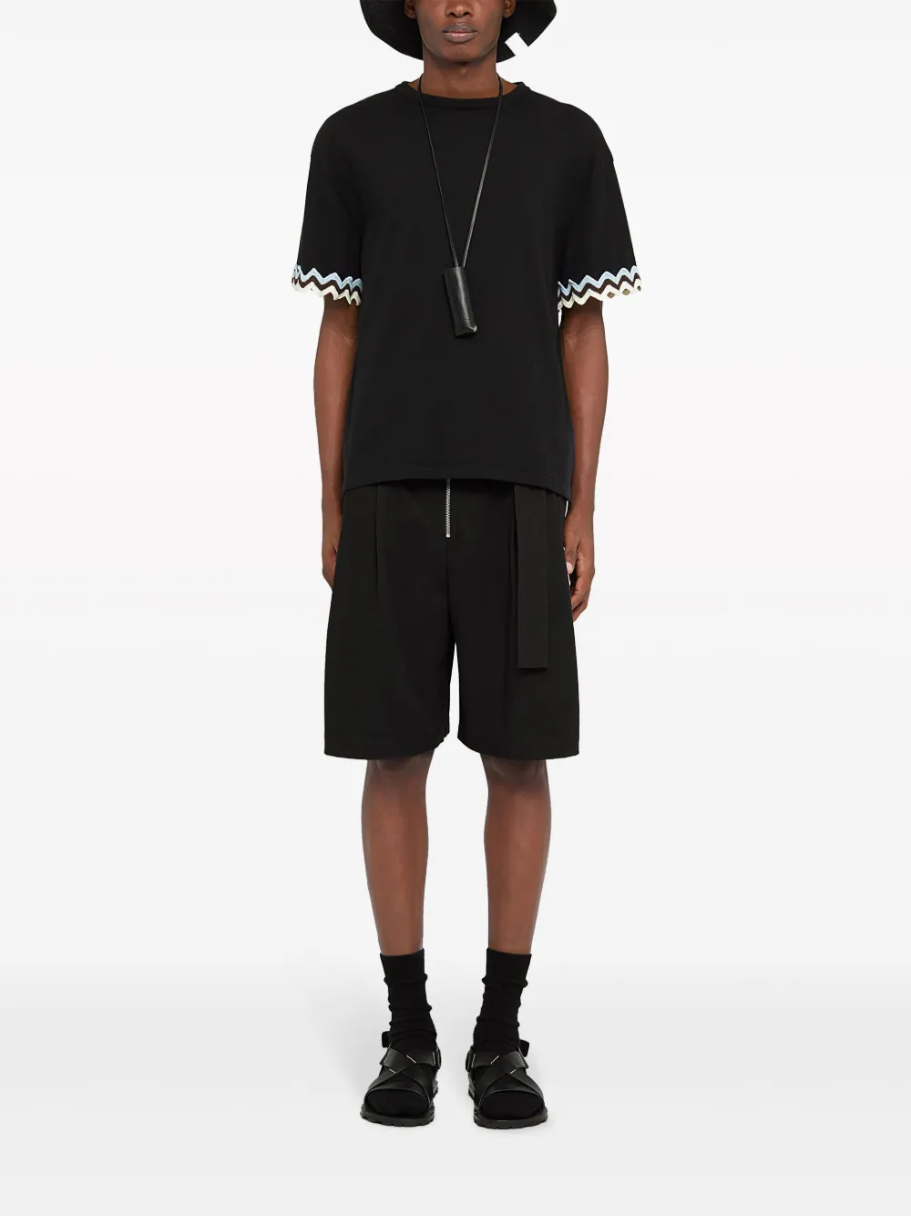 Jil Sander T-shirt met gehaakte cuffs - Zwart
