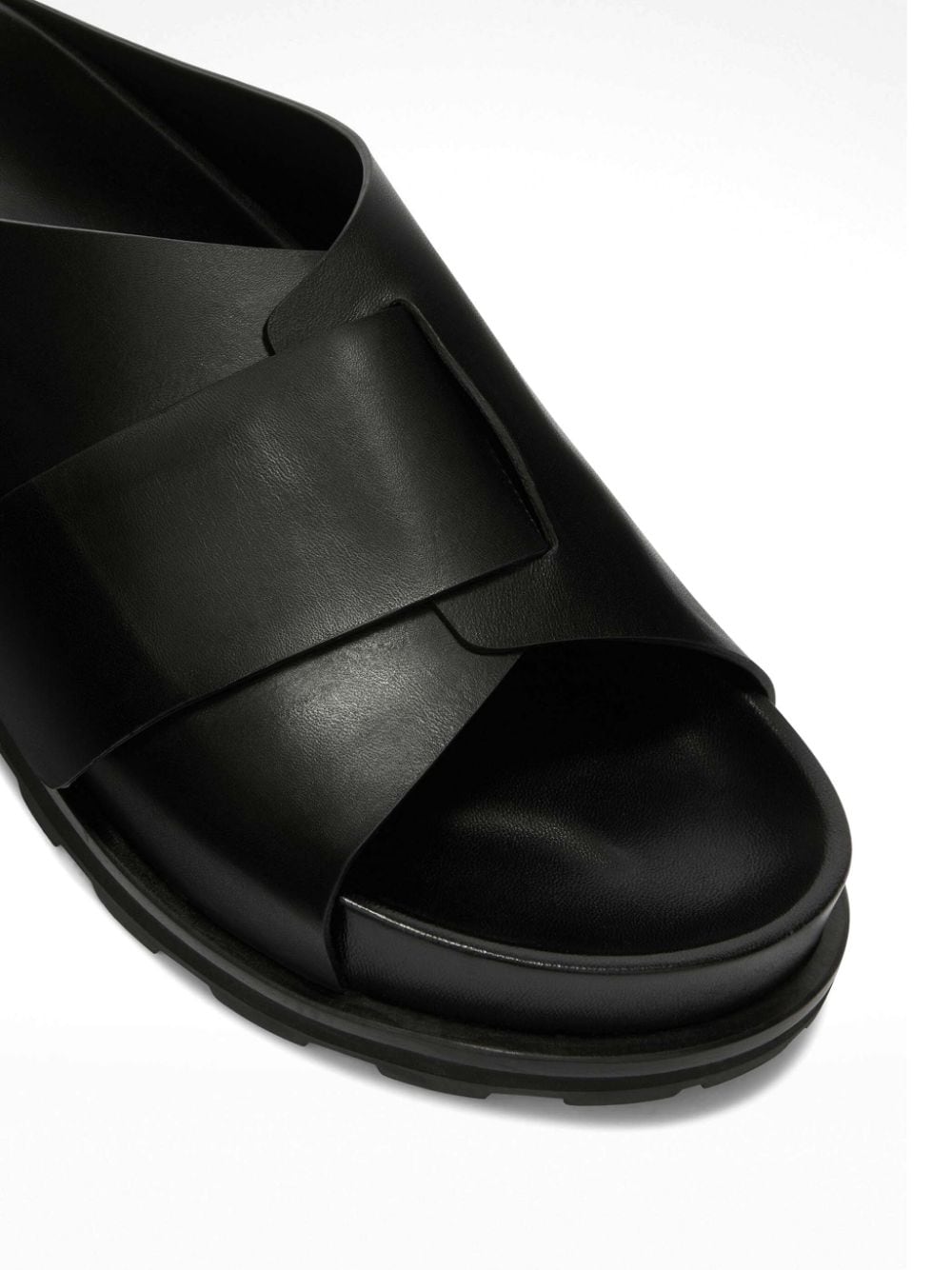 Shop Jil Sander Slip-on Leather Slides In Black