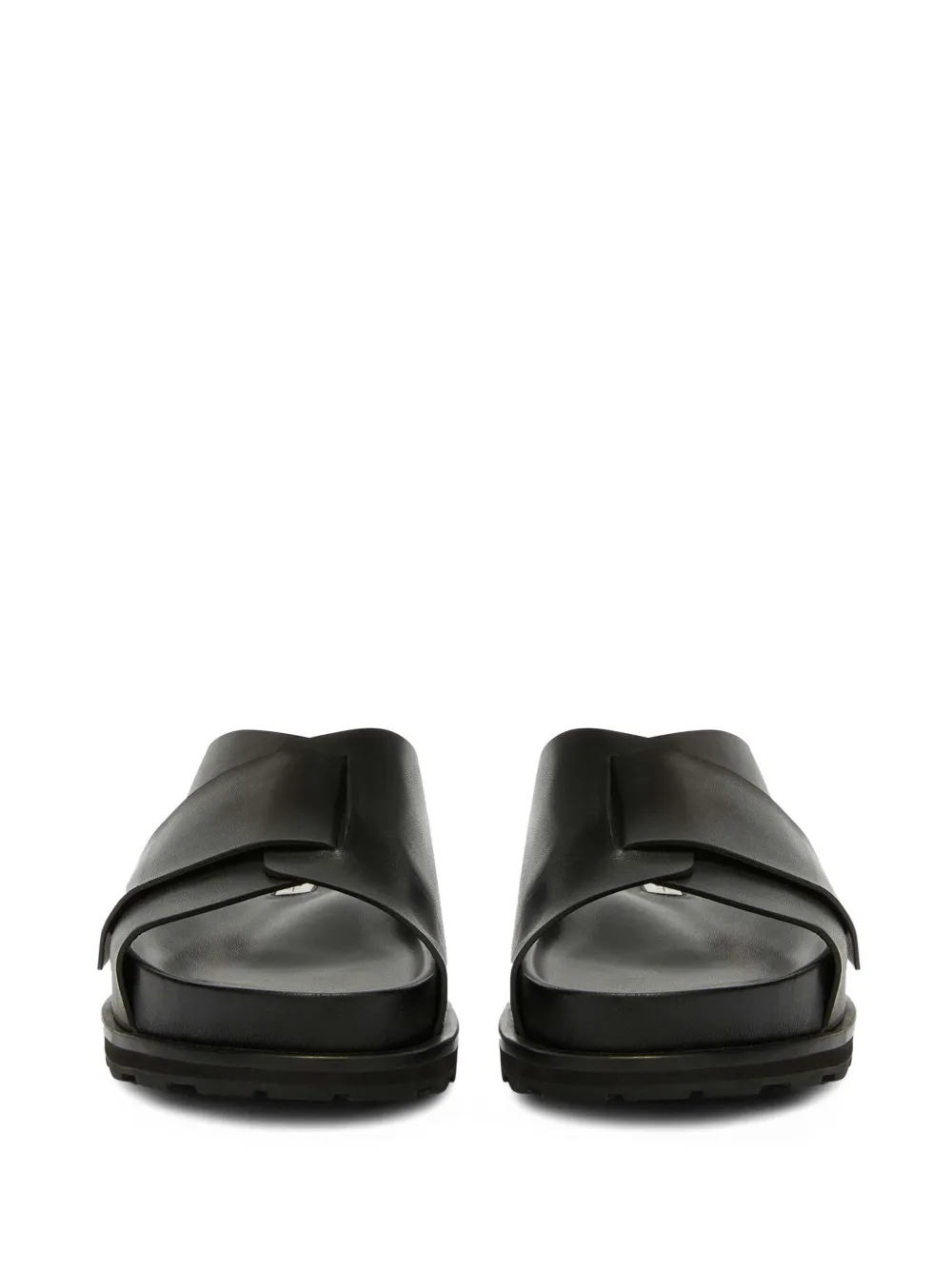 Shop Jil Sander Slip-on Leather Slides In Black