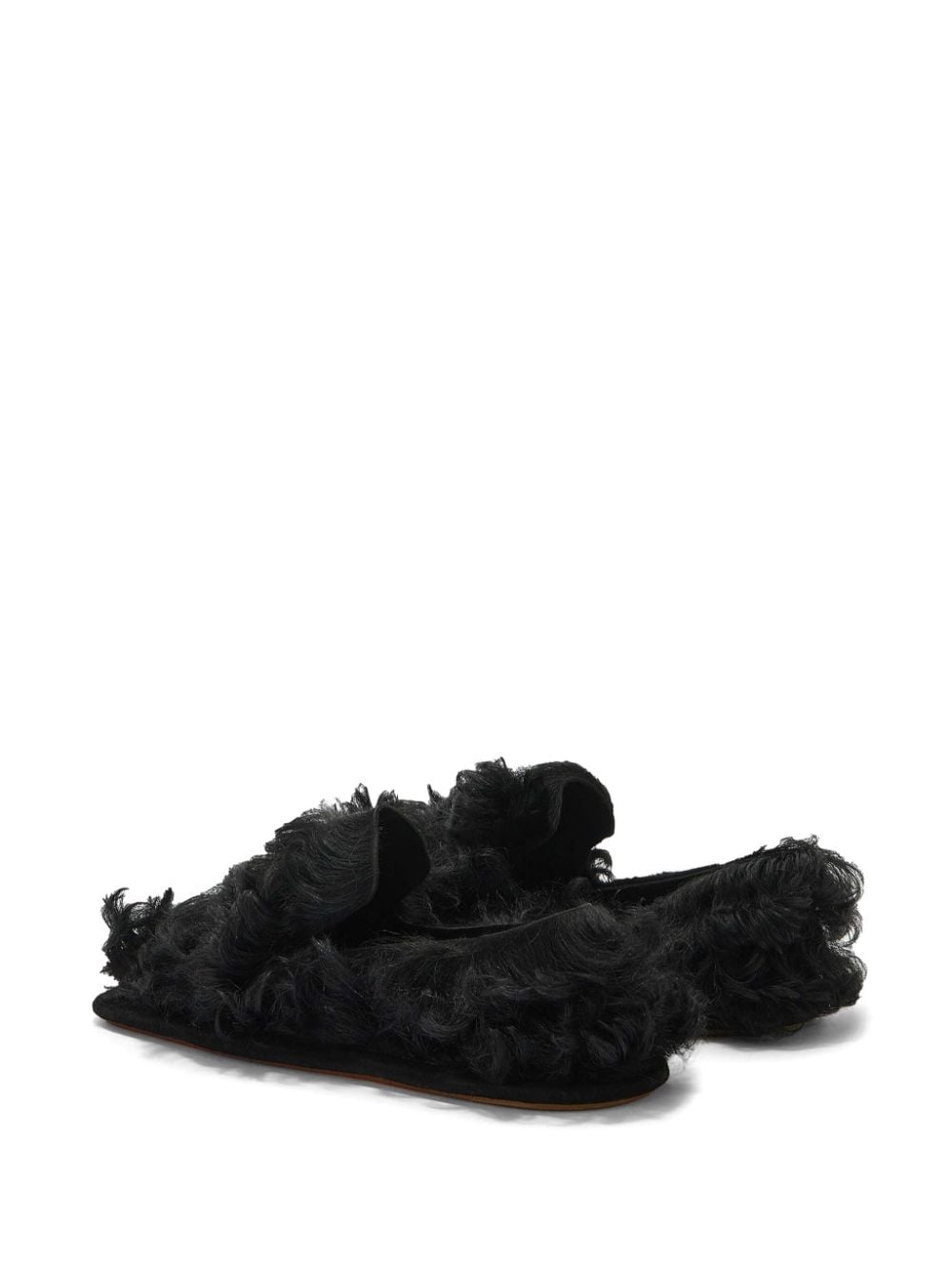 Shop Jil Sander Round-toe Shearling Slippers In Black