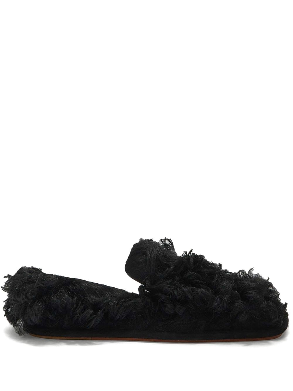 Jil Sander Round-toe Shearling Slippers In Black