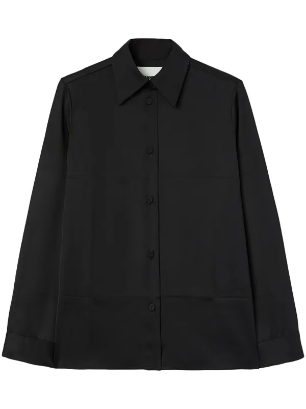 Jil Sander ポインテッドカラー サテンシャツ | ブラック | FARFETCH JP