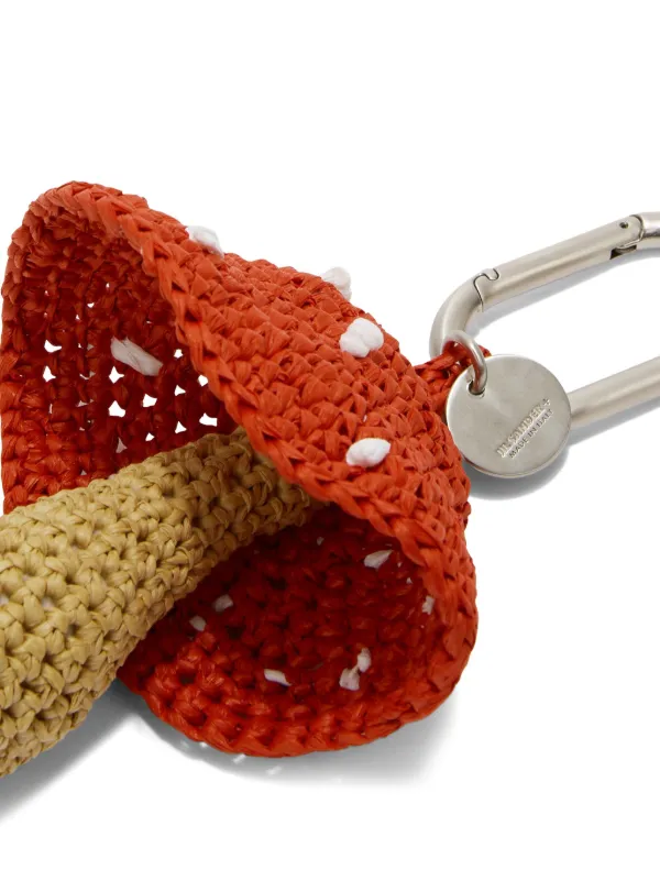 Jil Sander Woven Raffia Mushroom Charm | White | FARFETCH JO