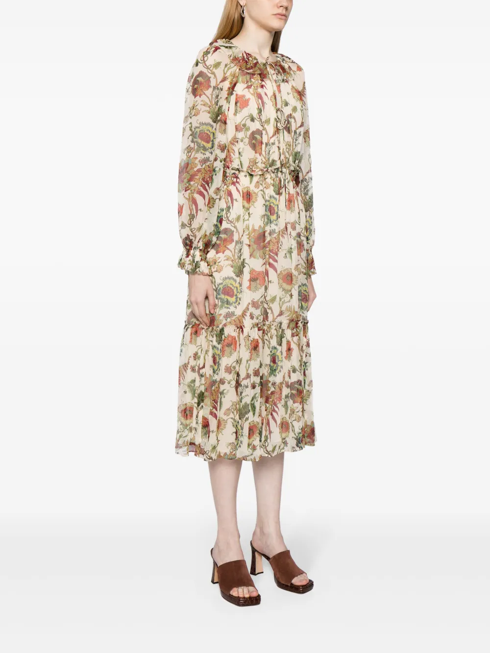 Shop Ulla Johnson Audette Floral-print Midi Dress In Multicolour