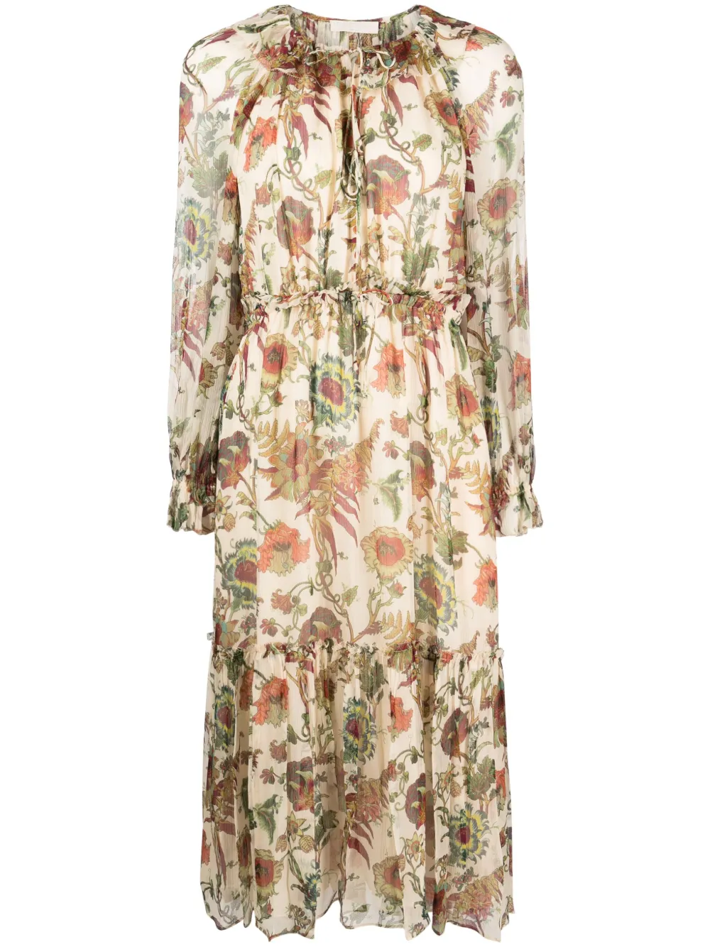 Shop Ulla Johnson Audette Floral-print Midi Dress In Multicolour