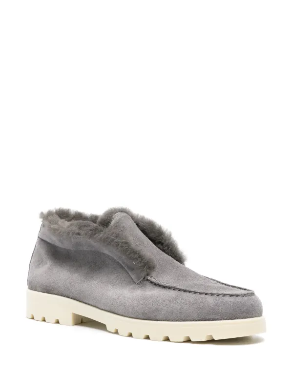 Santoni fur-trim Suede Desert Boots | Grey | FARFETCH display picture 3