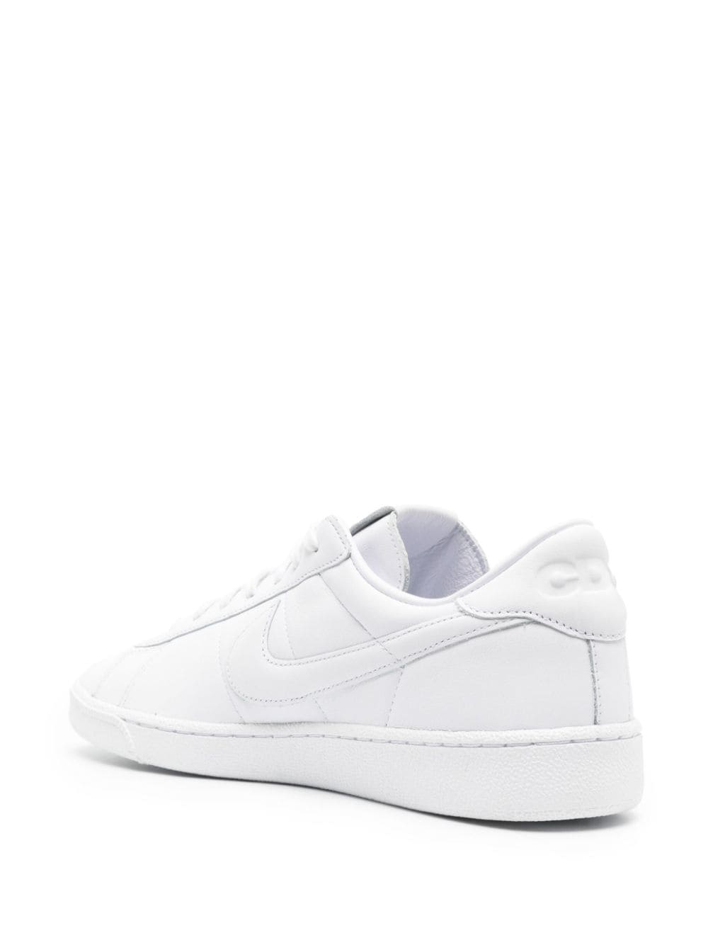 Shop Black Comme Des Garçons X Nike Swoosh-embroidery Leather Sneakers In White